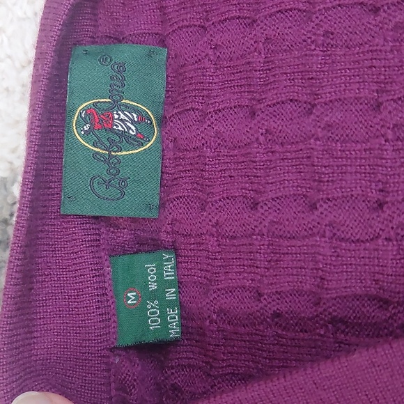 Bobby Jones 100% Italian wool purple cable knit buttoned cardigan size Med - Picture 3 of 6